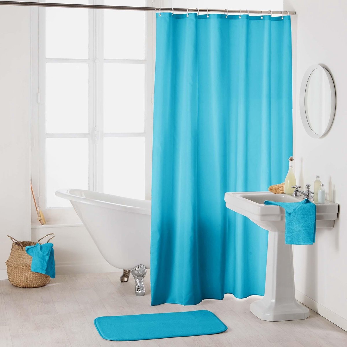 Livetti | Douchegordijn - Shower Curtain | 180x200 | Turquoise | One Stk | Polyester | Inclusief Ringen | 1800699