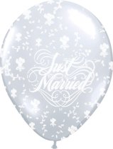 Folat Ballonnen Just Married 28 Cm Latex Zilver 25 Stuks