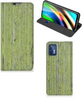 Telefoon Hoesje Motorola Moto G9 Plus Wallet Case Green Wood