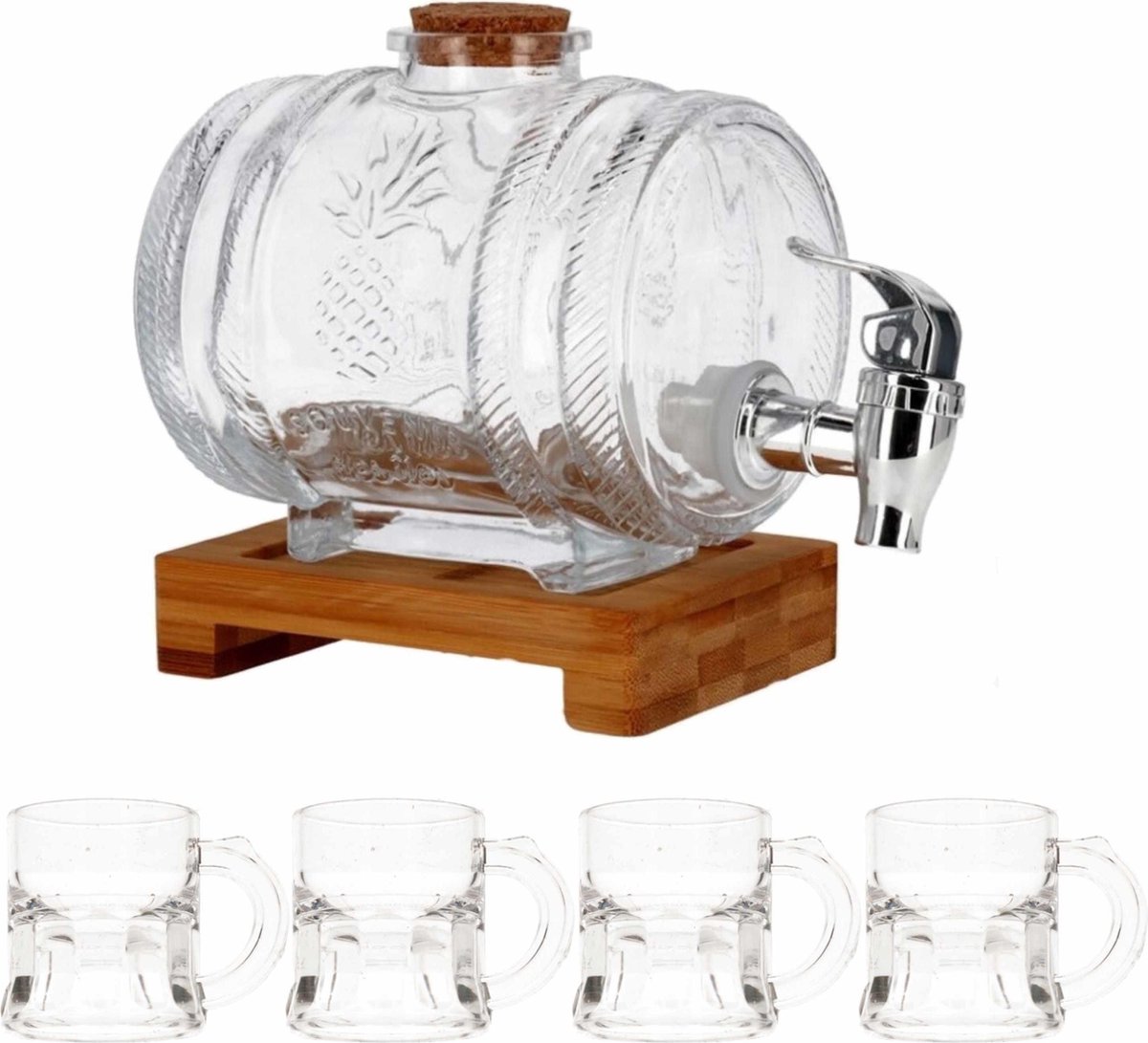 Verjaardagscadeau shotjes dispenser 1 liter incl. 8x shotglaasjes Glazen...