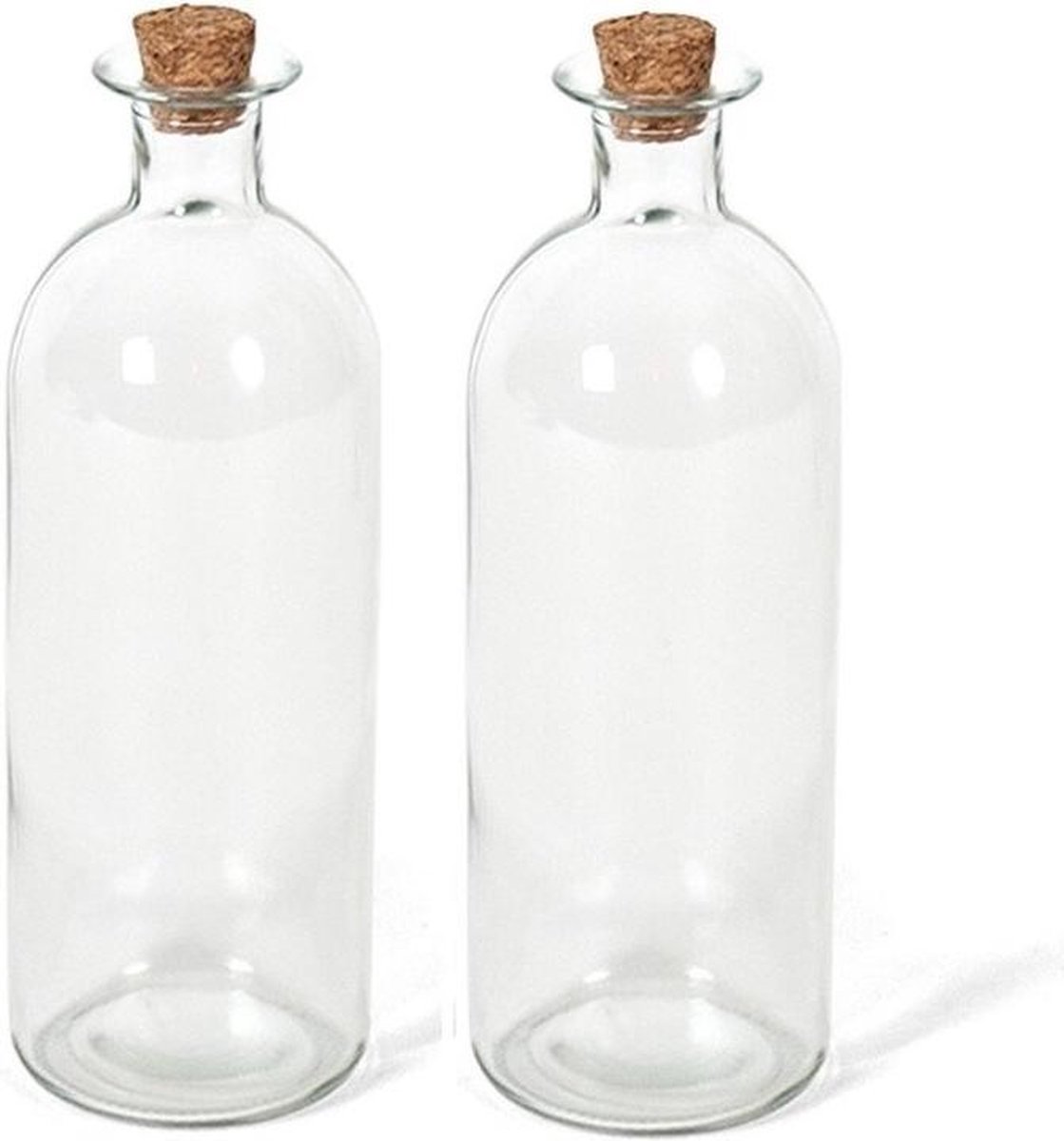 1x Transparante glazen olie/azijn flessen met kurken dop 490 ml Glazen flessen met kurk