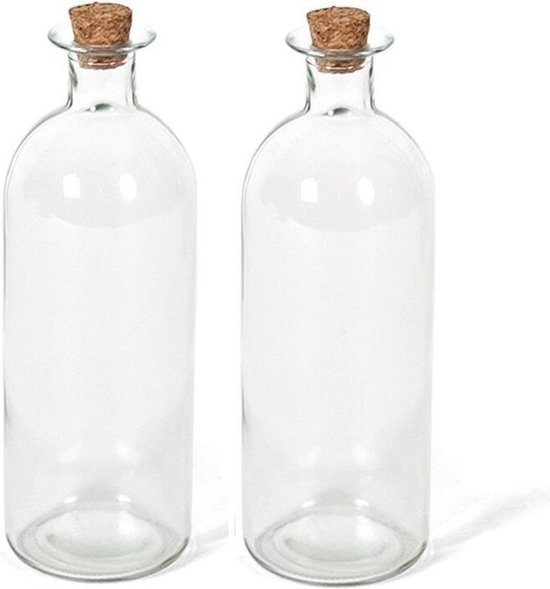 pour huile KADAX Lot de 6 bouteilles universelles en verre transparent avec bouchon en liège vinaigre 175 ml 