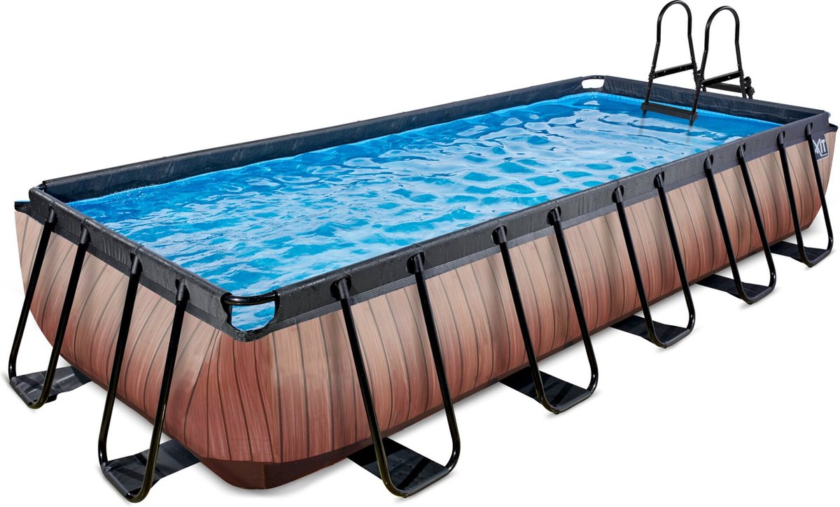 EXIT Wood zwembad 540x250x100cm met filterpomp - bruin