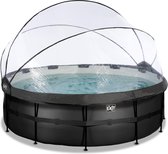 Piscine EXIT Black Leather ø427x122cm avec pompe filtrante à sable et dôme - noir