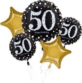 Amscan Folieballonnen Sparkling Birthday 50 Zwart/goud 5-delig