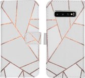 iMoshion Design Softcase Book Case Samsung Galaxy S10 hoesje - White Graphic