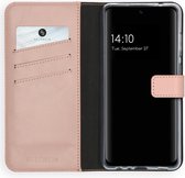Selencia Hoesje Geschikt voor Samsung Galaxy A72 Hoesje Met Pasjeshouder - Selencia Echt Lederen Bookcase - Roze