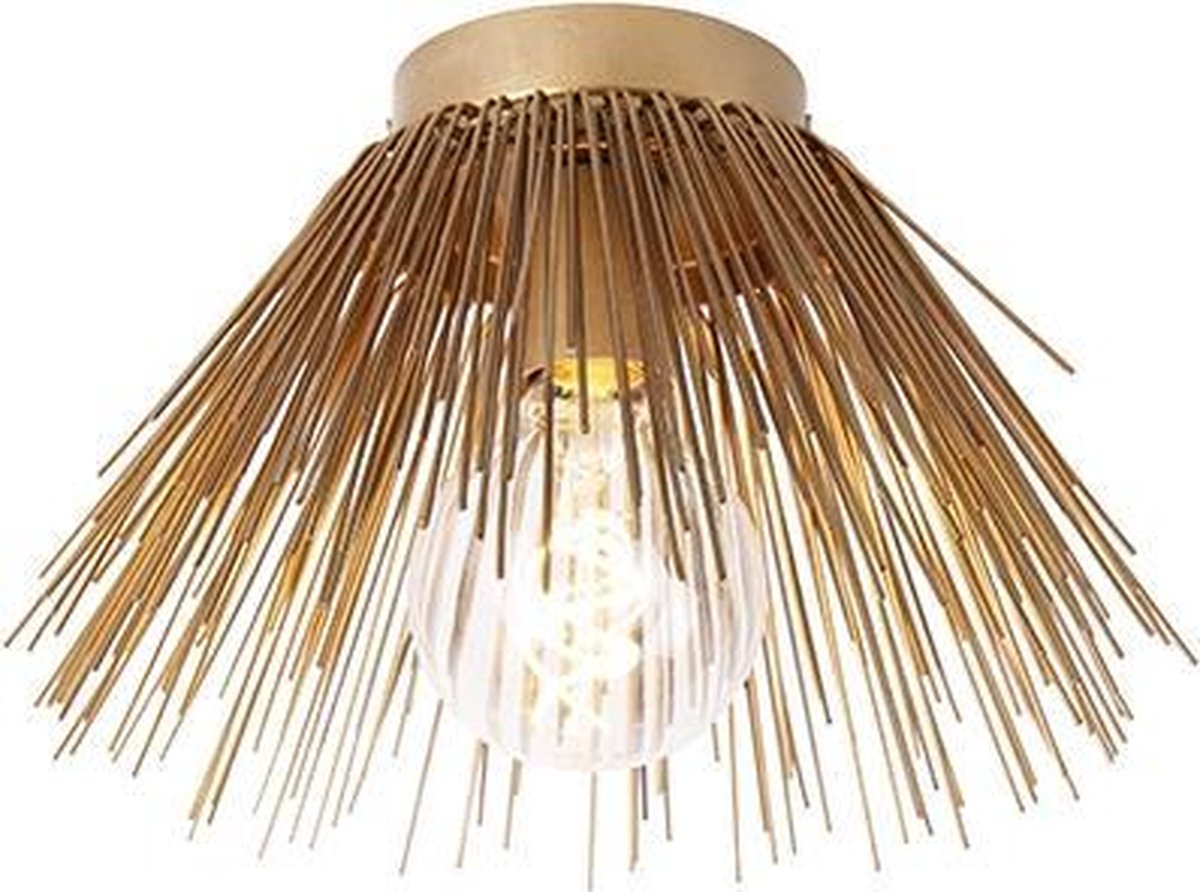 Qazqa Landelijke Plafondlamp Taupe 30 Cm - Drum Jute