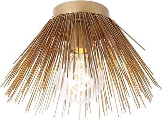 QAZQA broom - Landelijke Plafondlamp - 1 lichts - Ø 30 cm - Goud/messing - Woonkamer | Slaapkamer | Keuken