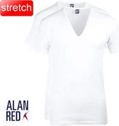 Alan Red - T-Shirt - Extra Diepe V-Hals - 2 Pack - Nov - Stretch - Slim Fit - Wit