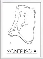Monte Isola Italie Plattegrond poster A2 + Fotolijst Wit (42x59,4cm) - DesignClaud