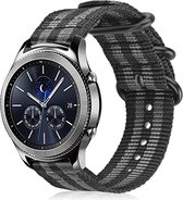 Nylon Smartwatch bandje - Geschikt voor  Samsung Gear S3 nylon gesp band - zwart/grijs - Horlogeband / Polsband / Armband