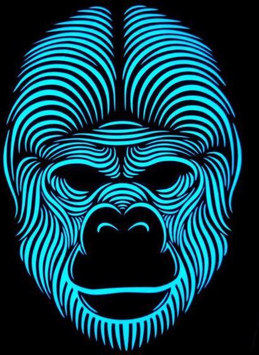 Masker LED Gorilla - Lichtgevend - Geluidsreactief - Partymasker - Festival