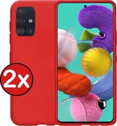 Samsung A51 Hoesje - Samsung Galaxy A51 Hoes Siliconen Case Hoes Cover - Rood - 2 PACK