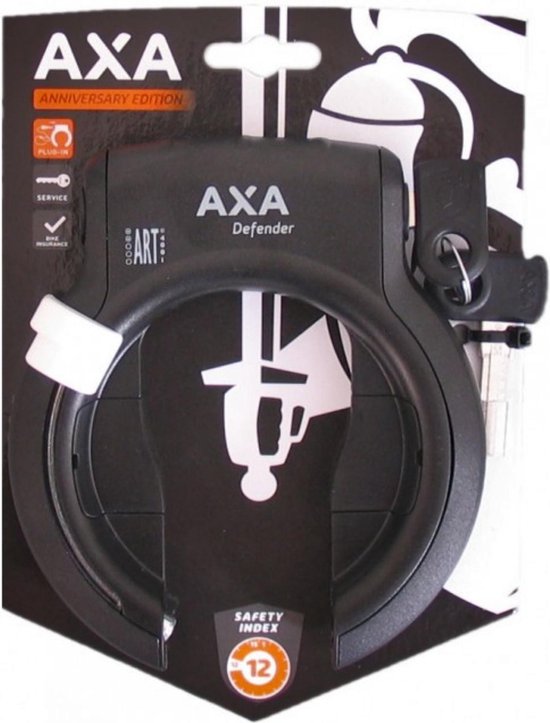 Ringslot Axa Defender  - zwart met witte knop - Anniversary edition