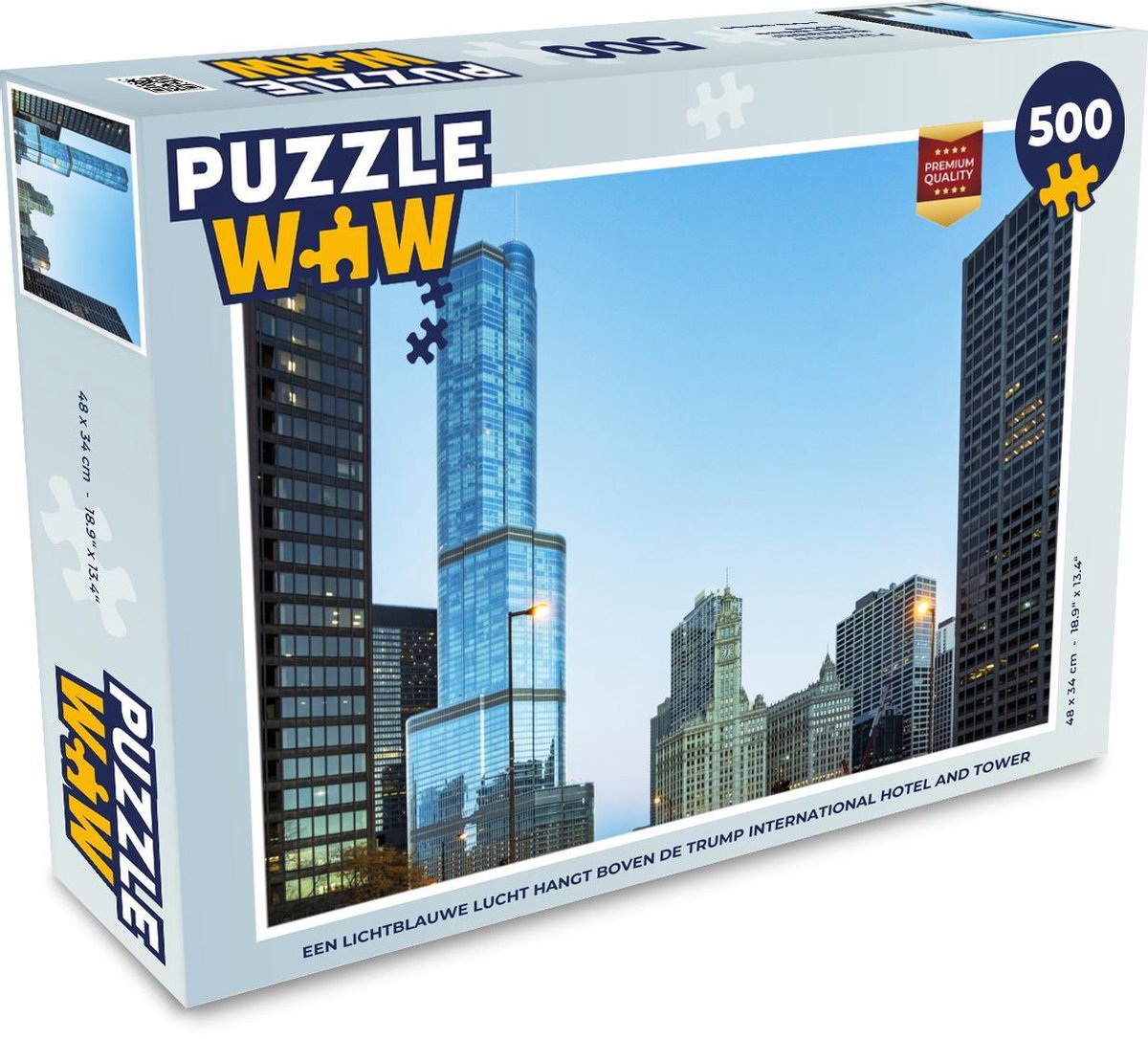 Afbeelding van product Puzzel 500 stukjes Trump International Hotel and Tower - Een lichtblauwe lucht hangt boven de Trump International Hotel and Tower - PuzzleWow heeft +100000 puzzels