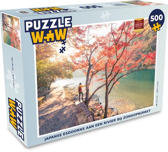 Puzzel 500 stukjes Japanse esdoorn - Japanse esdoorns aan een rivier bij  zonsopkomst... | bol.com