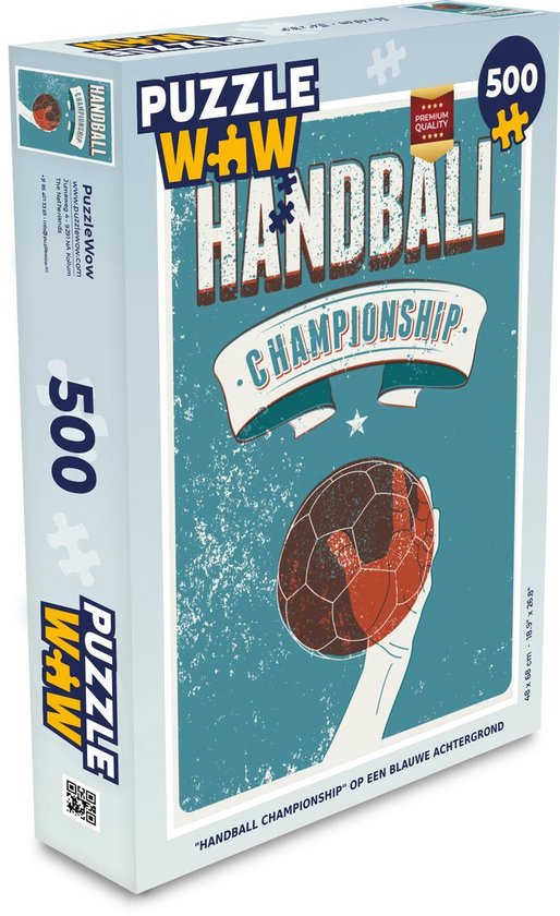 Puzzle 500 pièces Handball - Championnat de handball sur fond bleu puzzle  500 pièces -... | bol.com