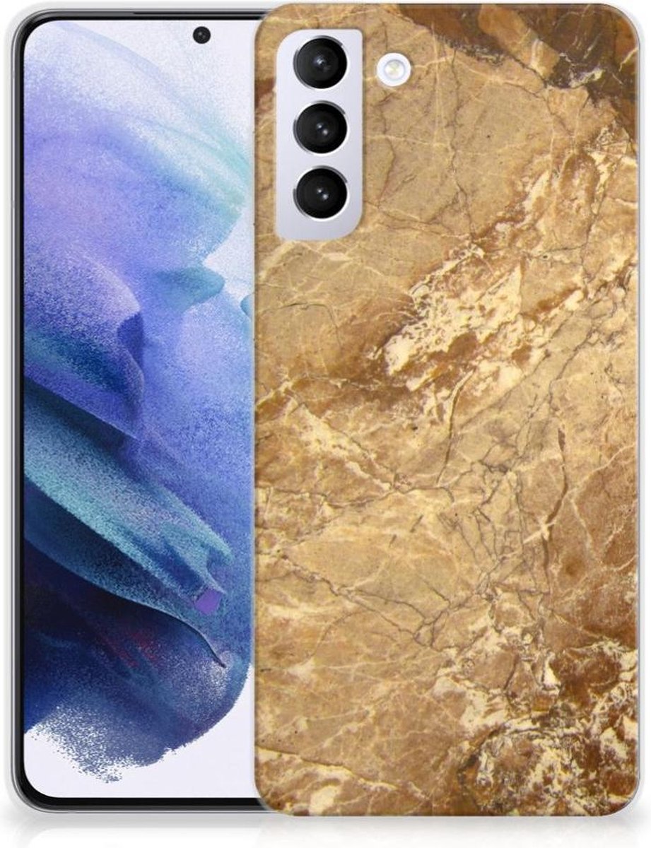 Samsung Galaxy S21 Plus TPU Siliconen Hoesje Marmer Creme