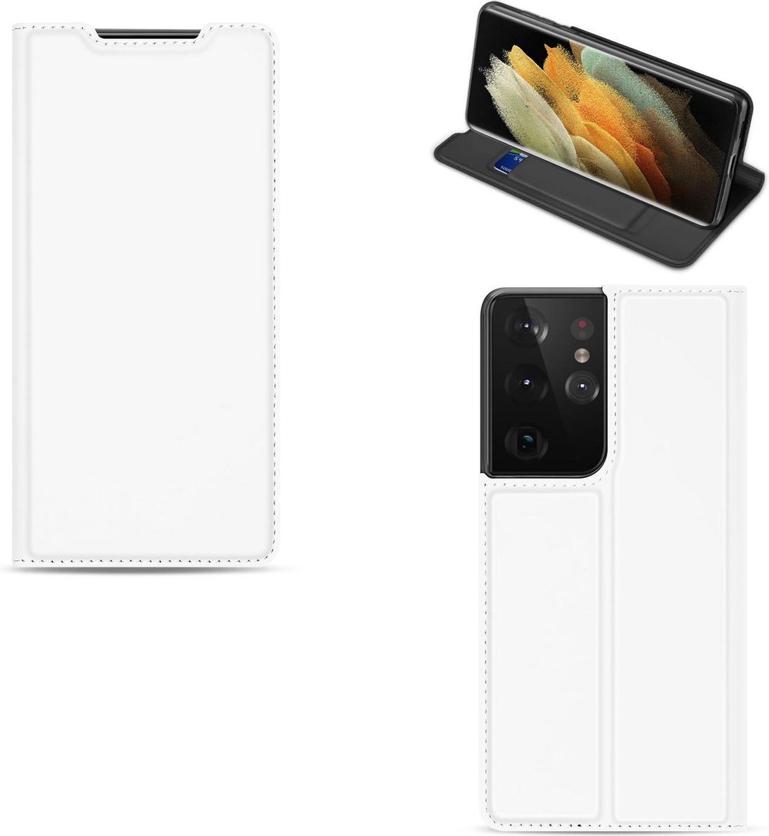 Samsung Galaxy S21 Ultra Bookcase Hoesje Wit met Pashouder