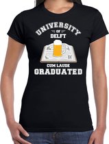 Studenten carnaval t-shirt zwart university of Delft voor dames M