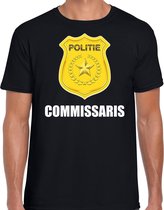 Commissaris politie embleem t-shirt zwart voor heren - politie - verkleedkleding / carnaval kostuum M