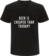 Beer is cheaper than therapy Heren t-shirt | bier | drank | therapie | grappig | cadeau | Zwart