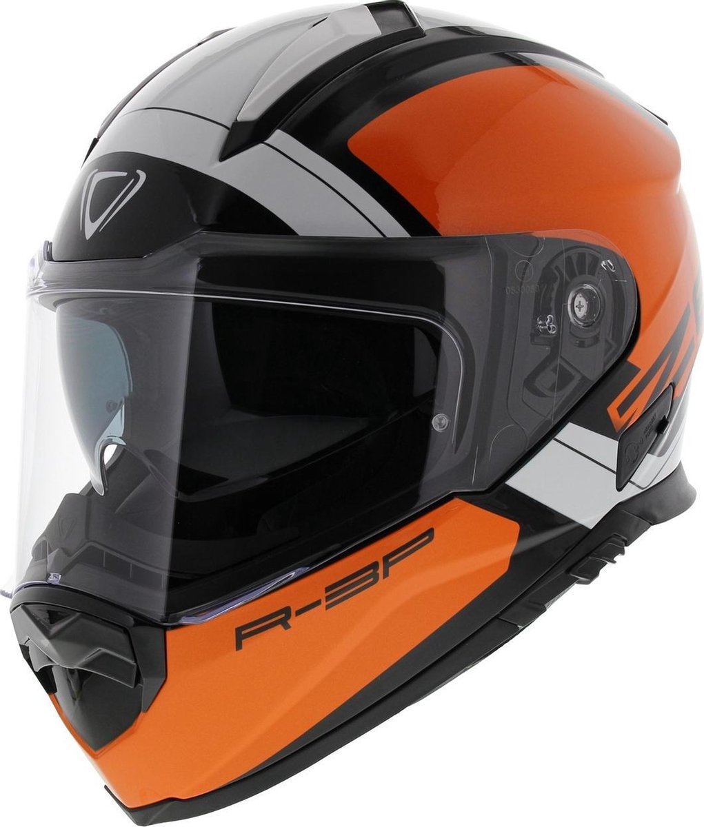 Vemar Motorhelm Zephir Mars glans oranje zwart wit L