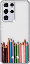 6F hoesje - geschikt voor Samsung Galaxy S21 Ultra -  Transparant TPU Case - Pencils #ffffff