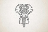 Line Art - Olifant 4 - S - 58x45cm - Wit - geometrische wanddecoratie