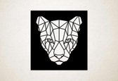 Line Art - Puma 2 vierkant - XS - 26x25cm - Zwart - geometrische wanddecoratie