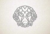 Line Art - Hond - Golden Retriever - S - 45x51cm - Wit - geometrische wanddecoratie