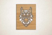 Line Art - Wolf vierkant 6 - S - 59x45cm - Eiken - geometrische wanddecoratie