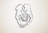 Wanddecoratie - Vrolijke Border Collie hond - M - 82x60cm - Wit - muurdecoratie - Line Art