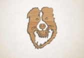 Wanddecoratie - Vrolijke Border Collie hond - S - 60x44cm - Eiken - muurdecoratie - Line Art