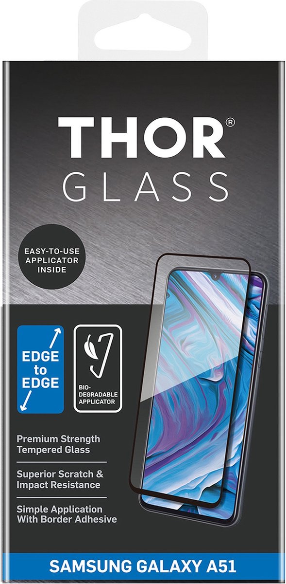 THOR Gehard Glas Ultra-Clear Screenprotector voor Samsung Galaxy A51 - Zwart