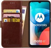 Rosso Element Book Case Wallet Hoesje Geschikt voor Motorola Moto E7 | Portemonnee | 3 Pasjes | Magneetsluiting | Stand Functie | Bruin