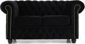 Chesterfield Bank Original Fluweel | 2-zits | Zwart | 12 jaar garantie