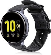 Nylon Smartwatch bandje - Geschikt voor  Samsung Galaxy Watch Active nylon gesp band - zwart - Horlogeband / Polsband / Armband