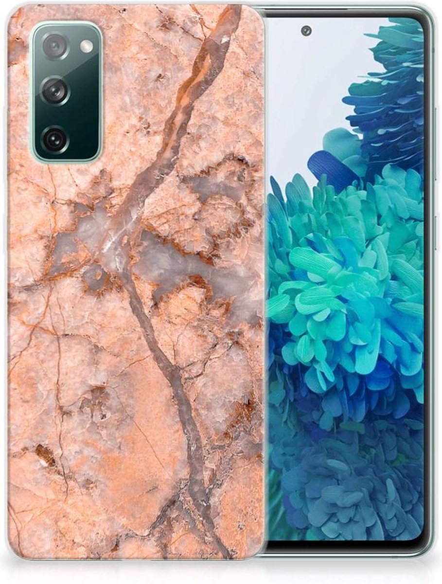 Samsung Galaxy S20 FE TPU Siliconen Hoesje Marmer Oranje