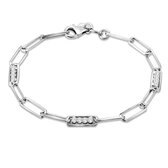 Twice As Nice Armband in zilver, ovale schakels met zirkonia  19 cm