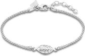 Twice As Nice Armband in zilver, dubbele ketting met blaadje  16 cm+3 cm