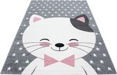 KinderTapijt schattige kat Grijs-roze-Wit