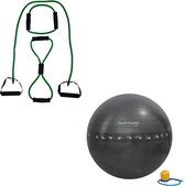 Tunturi - Fitness Set - Tubing Set Groen - Gymball Zwart met Anti Burst 65 cm