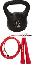 Tunturi - Fitness Set - Springtouw Rood - Kettlebell 16 kg