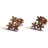 Aramat jewels ® - Oorbellen 3 bloemen zweerknopjes chirurgisch staal 10mm x 8mm rosékleurig