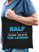 Naam cadeau Ralf - The man, The myth the legend katoenen tas - Boodschappentas verjaardag/ vader/ collega/ geslaagd
