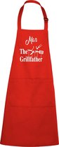 mijncadeautje - luxe keukenschort - The Grillfather - met naam - rood