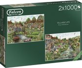 Falcon puzzel Village Life - Legpuzzel - 2 x 1000 stukjes