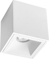 Opbouwspot GU10 - Pragmi Cliron Pro - Opbouw Vierkant - Mat Wit - Aluminium - Verdiept - 90mm - BES LED